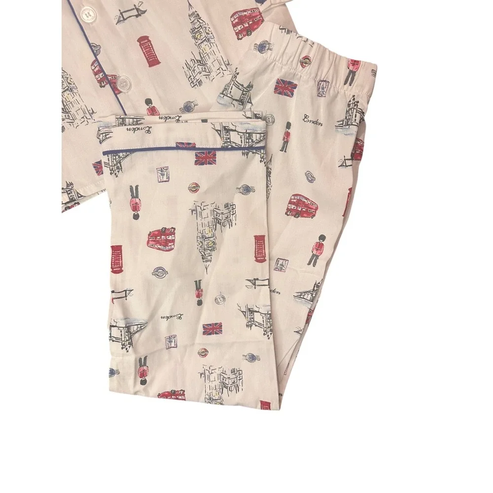 Petite Plume Boys London Is Calling Pajamas Set White Blue Red Size 7 NWT